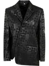 Comme Des Garçons Floral Embroidered Asymmetric Faux Leather Jacket In Black