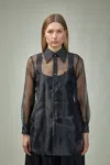 Comme Des Garçons Layered Wool Mesh And Tulle Shirt In Black