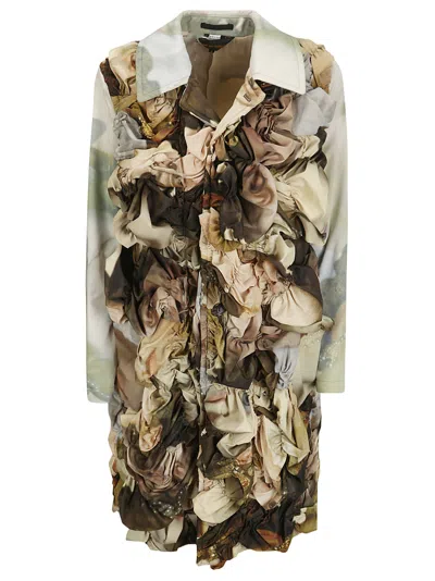 Comme Des Garçons Single-breasted Ruched Coat In Multi