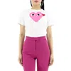 Comme Des Garçons Comme Des Garcons Ladies Double Heart Logo Short-sleve T-shirt In White