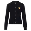 Comme Des Garçons Comme Des Garcons Ladies Gold Heart Crewneck Cardigan In Black In Gold Tone/black
