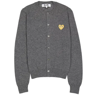 Comme Des Garçons Comme Des Garcons Ladies Gold Heart Crewneck Cardigan In Grey
