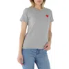 Comme Des Garçons Comme Des Garcons Ladies Heart Embroidered Cotton Jersey T-shirt In Grey In Grey