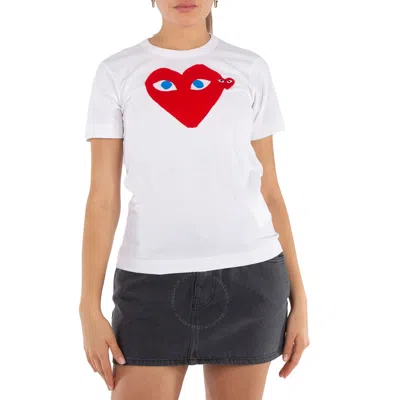 Comme Des Garçons Comme Des Garcons Ladies Hearts Print Cotton T-shirt In White