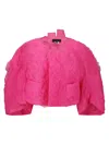 Comme Des Garçons Distinctive Collar Cropped Length Jacket In Pink