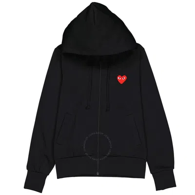 Comme Des Garçons Comme Des Garcons Ladies Long-sleeve Embroidered Heart Logo Hoodie In Black