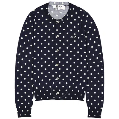 Comme Des Garçons Comme Des Garcons Ladies Navy Polka Dot Cardigan In Blue