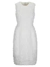 Comme Des Garçons Tulle Flower Tape Embroidery Midi Dress In White