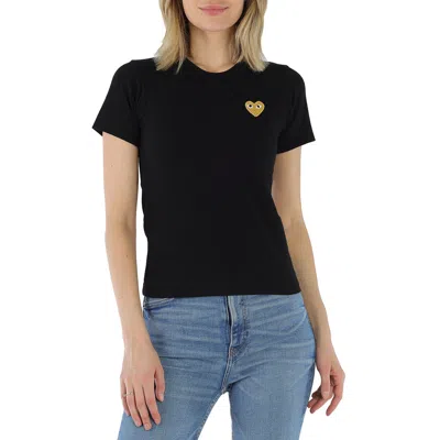 Comme Des Garçons Comme Des Garcons Ladies Short Sleeve Heart Logo T-shirt In Black