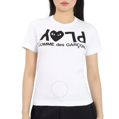 Comme Des Garçons Comme Des Garcons Ladies Short-sleeve Play Logo T-shirt In White