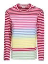 Comme Des Garçons Cotton Stripe Colored Pattern Tee In Multi