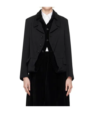 Comme Des Garçons Comme Des Garcons Comme Des Garcons Women Velvet Vollar Blazer In Black