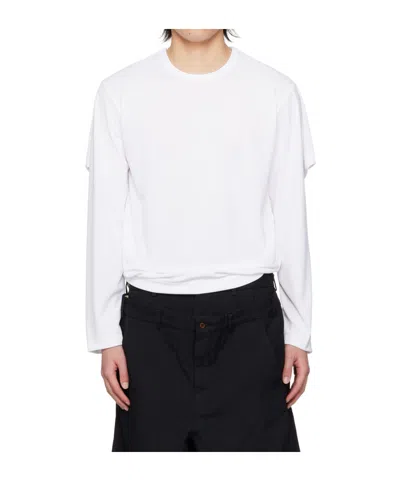 Comme Des Garçons Laminated Long-sleeved T-shirt In White