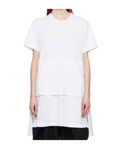 Comme Des Garçons Laminated Round Neck Dress In White
