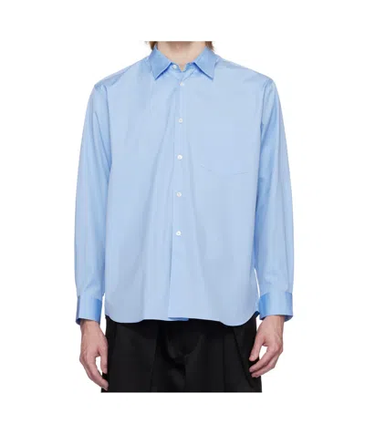 Comme Des Garçons Lapel Long Sleeve Shirt In Blue