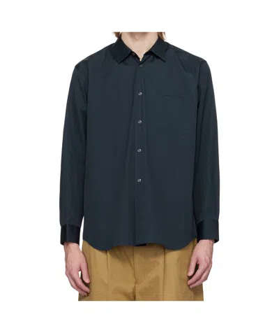 Comme Des Garçons Lapel Long Sleeve Shirt In Green