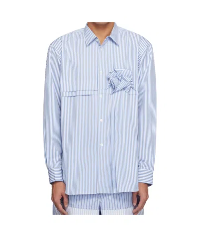 Comme Des Garçons Lapel Long Sleeve Shirt In White