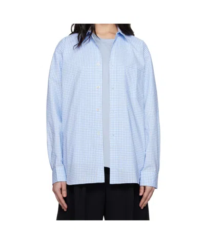 Comme Des Garçons Lapel Long Sleeve Shirt In Blue