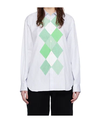Comme Des Garçons Lapel Long Sleeve Shirt In White