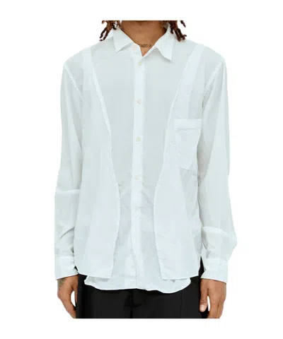 Comme Des Garçons Lapel Long Sleeve Shirt In White
