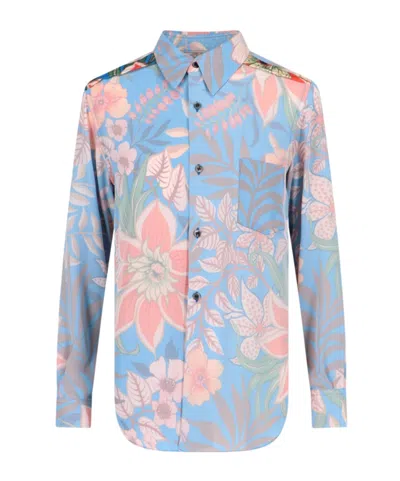 Comme Des Garçons Lapel Long-sleeved Shirt In Blue