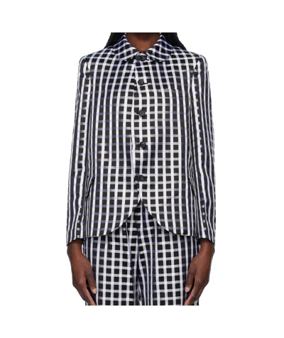 Comme Des Garçons Lapel Long-sleeved Suit Jacket In Black/white