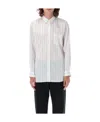 Comme Des Garçons Striped Shirt With Button-down Collar And Pocket In White