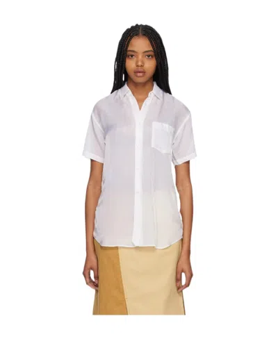 Comme Des Garçons Lapel Short-sleeved Shirt In White