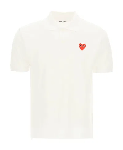 Comme Des Garçons Lapel Short-sleeved Polo Shirt In White
