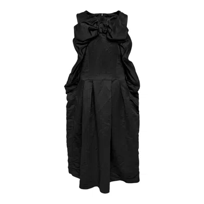 Comme Des Garçons Large Bow Pinafore In Black