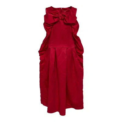 Comme Des Garçons Large Bow Pinafore In Burgundy