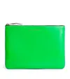 Comme Des Garçons Large Leather Super Fluo Pouch In Blue