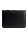 Comme Des Garçons Large Leather Zipped Pouch In Black