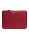 Comme Des Garçons Large Leather Zipped Pouch In Red