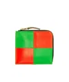 Comme Des Garçons Lattice Spliced Semi-zipper Purse In Green