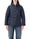Comme Des Garçons Quilted Hooded Jacket Front Pockets In Blue