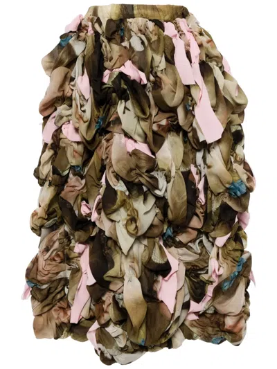 Comme Des Garçons Layered-design Midi Skirt In Neutrals