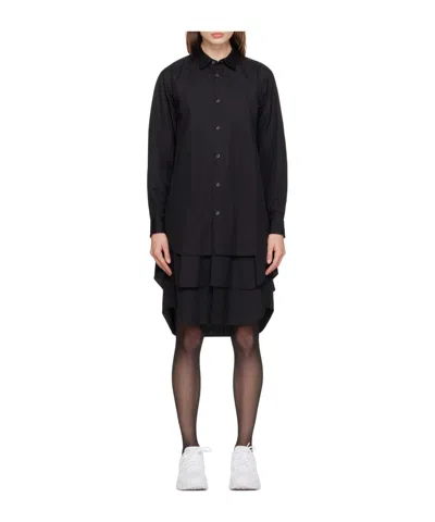 Comme Des Garçons Layered-effect Cotton Shirtdress In Black