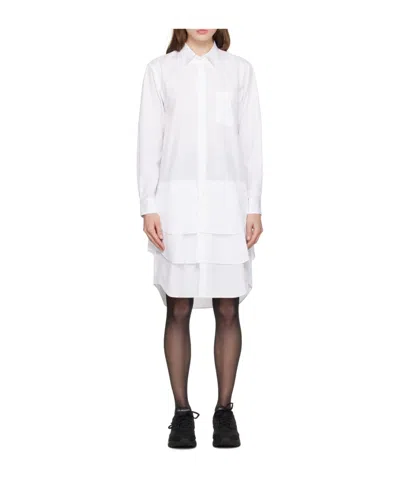 Comme Des Garçons Layered-effect Cotton Shirtdress In White