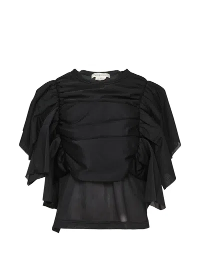 Comme Des Garçons Layered Gathered T-shirt In Black
