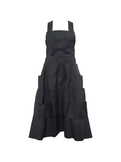 Comme Des Garçons Layered Midi Dress In Black