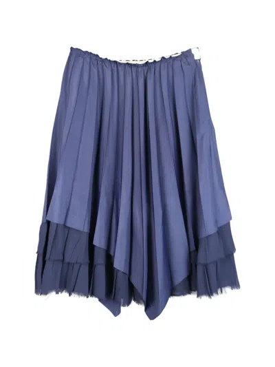Pre-owned Comme Des Garçons Layered Pleated Skirt In Blue