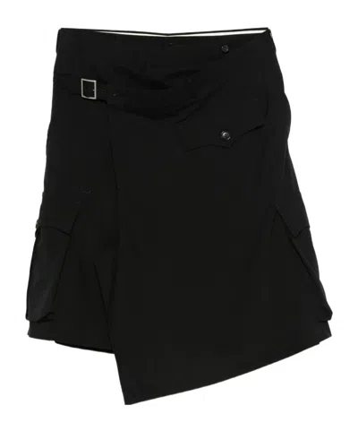 Comme Des Garçons Layered Pocket-detail Skirt In Black