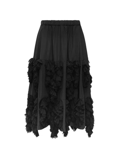 Comme Des Garçons Layered Ruffled Midi Skirt In Black