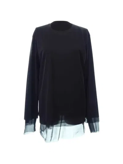 Comme Des Garçons Layered Sheer-panel Long-sleeved T-shirt In Black