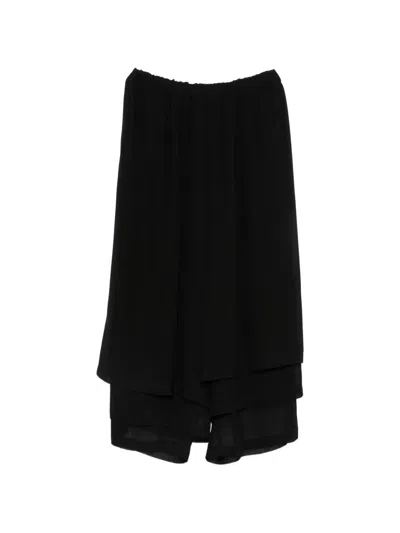 Comme Des Garçons Layered Sheer-panel Trousers In Black