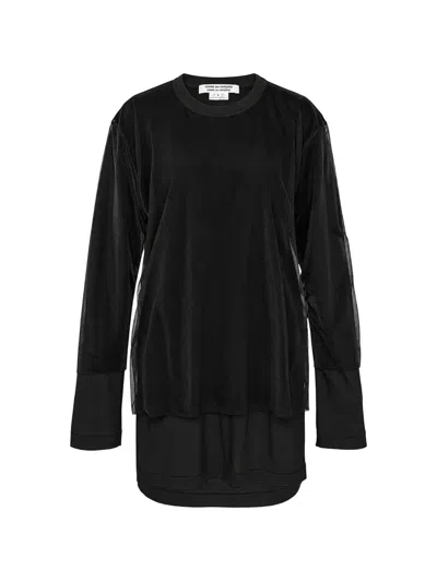 Comme Des Garçons Layered Sheer-panel T-shirt In Black
