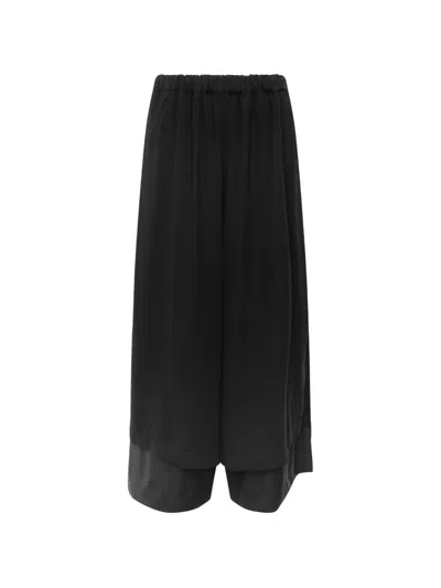Comme Des Garçons Layered Wide-leg Trousers In Black