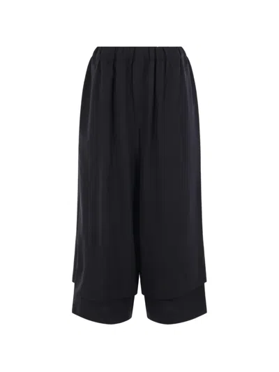 Comme Des Garçons Layered Wide-leg Trousers In Black