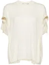 Comme Des Garçons Layered Wool Knitted Top In Weiss
